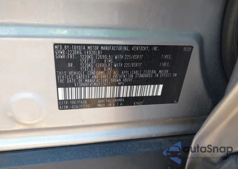 2021 Toyota Rav4 Hybrid Xle из США, поврежденный, VIN 4T3R6RFV5MU012627